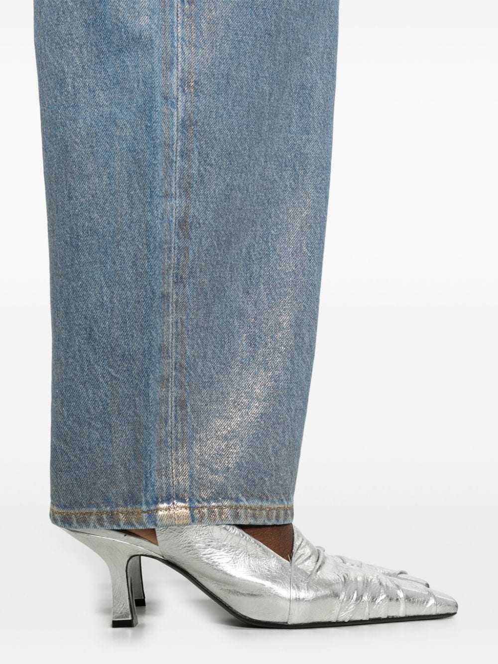 Shop Frame Lamé-effect Jeans In Blue