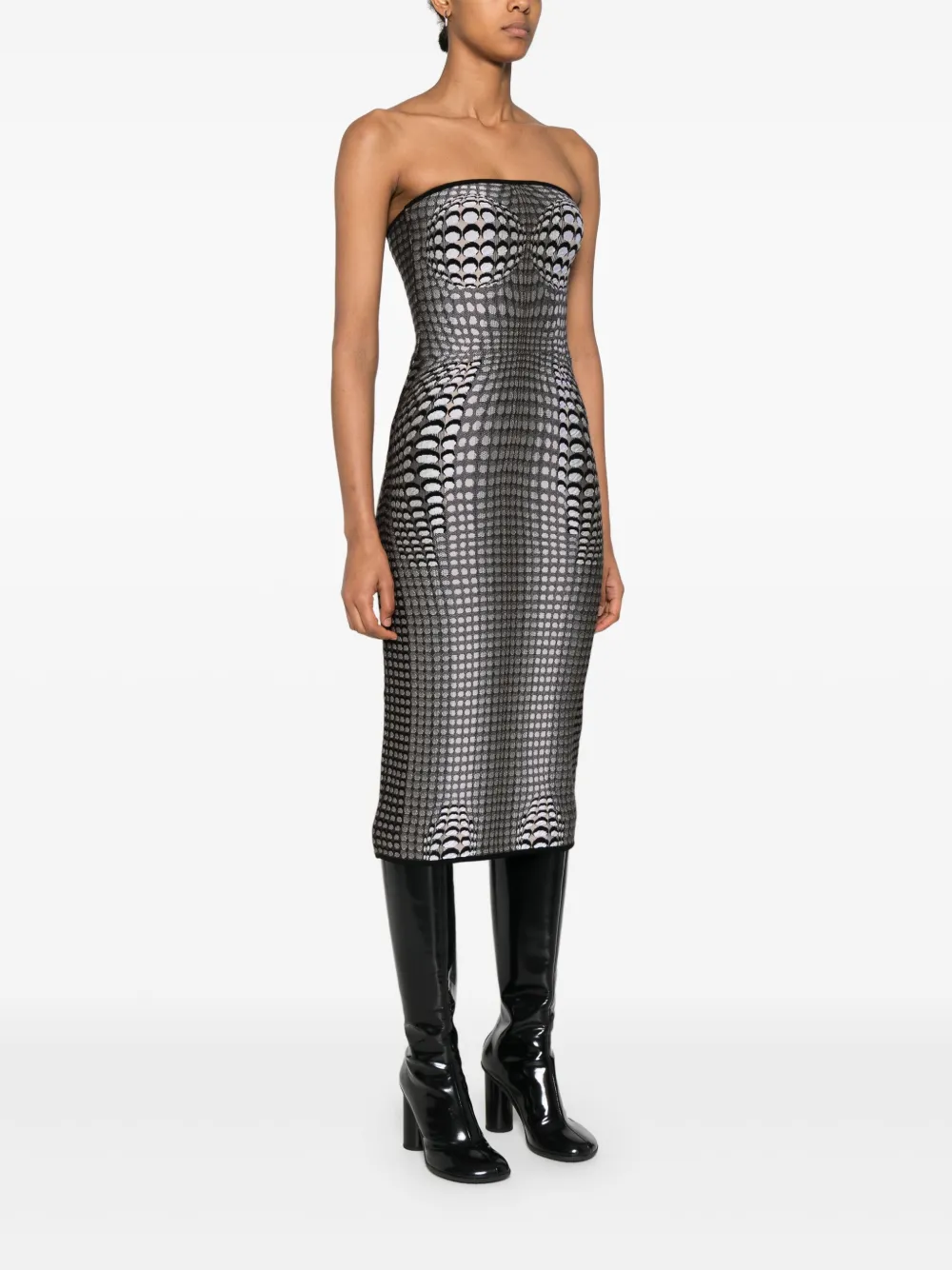 Marine Serre Midi-jurk met maanprint en jacquard Zwart
