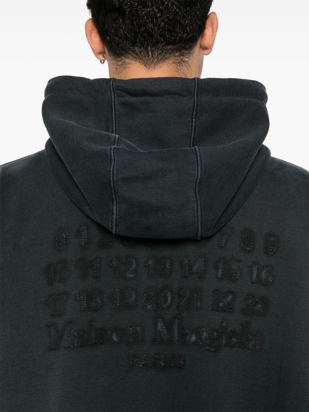 Shop Maison Margiela Embroidered Logo Hoodie In Grey