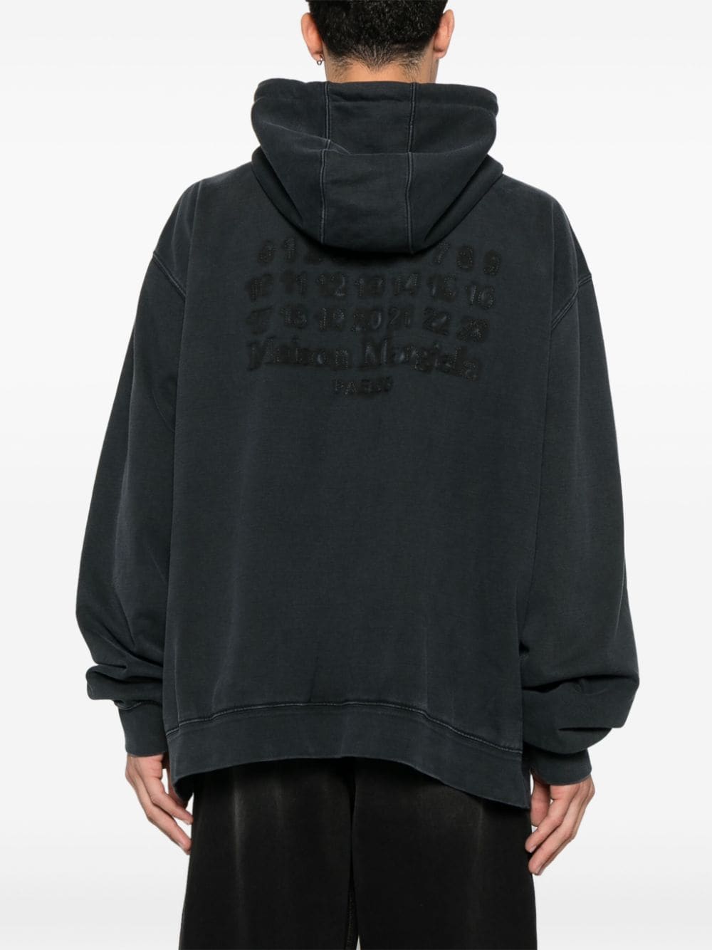 Shop Maison Margiela Embroidered Logo Hoodie In Grey