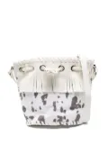 Stella McCartney Kids cow-print fringed bucket bag - White