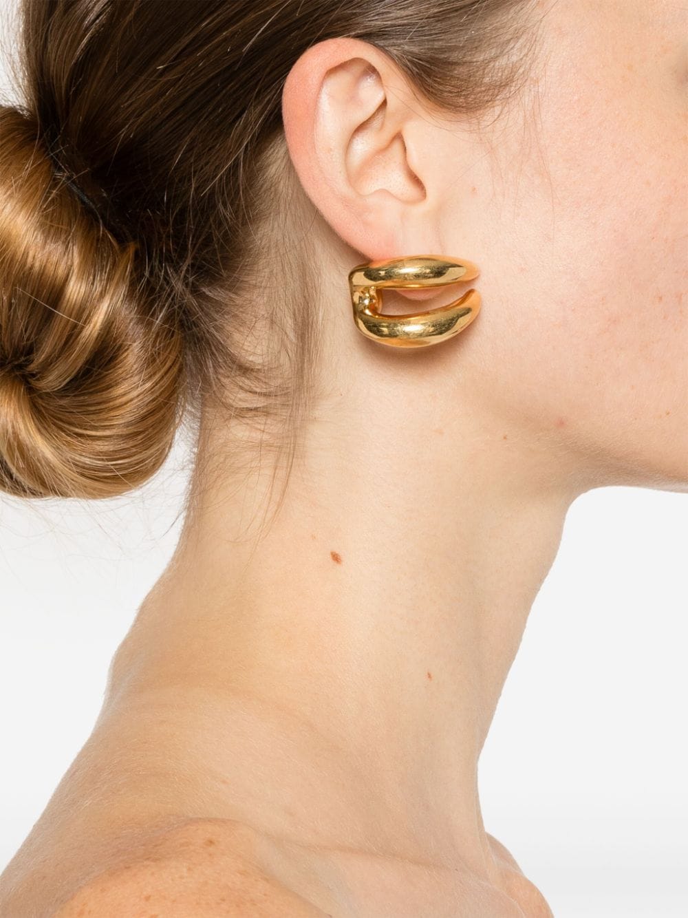 Shop Panconesi Double Moon Earrings In Gold