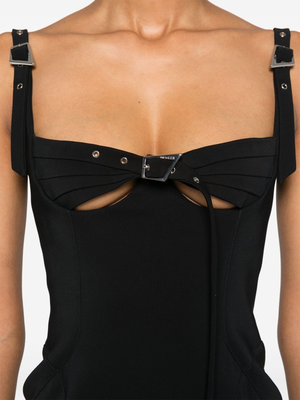 Shop Mugler Bucked Bustier Midi Dress In Black