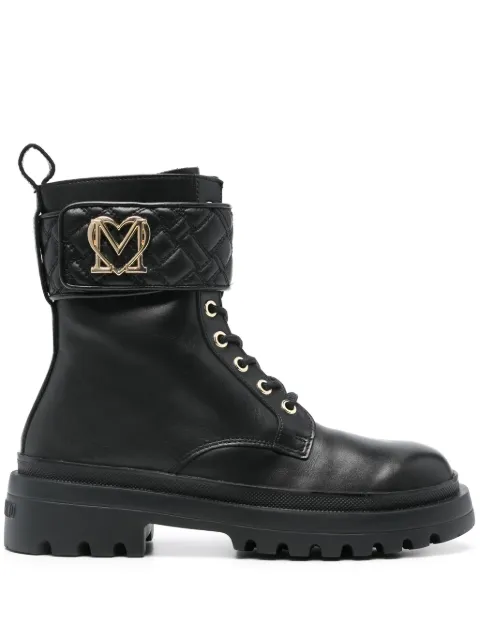 Love Moschino leather combat boots
