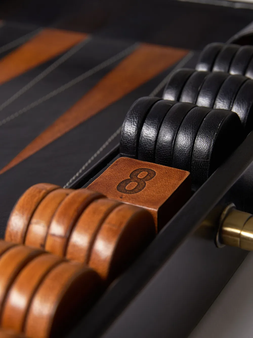 The Conran Shop Black Finish Leather Backgammon Set In Black