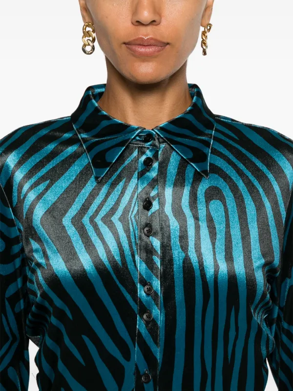 DVF Diane Von Furstenberg Blusa Soluck Azul FARFETCH CO