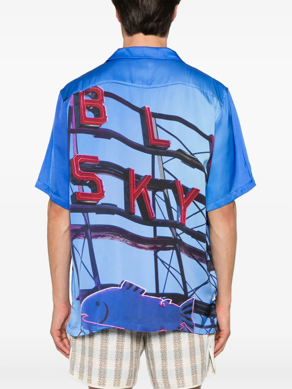 BLUE SKY INN Overhemd met neon print Blauw