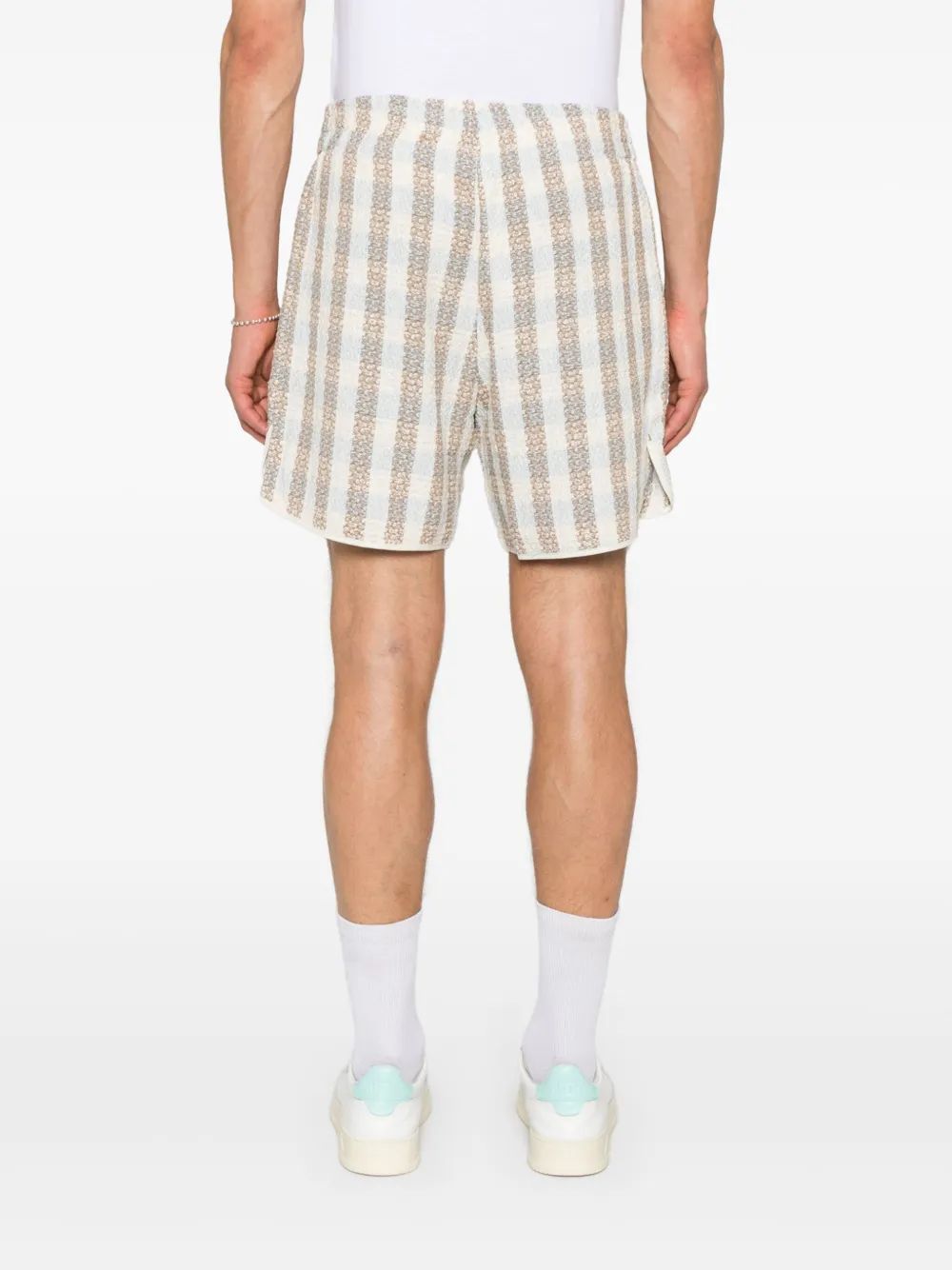 BLUE SKY INN Geruite bouclé shorts Beige