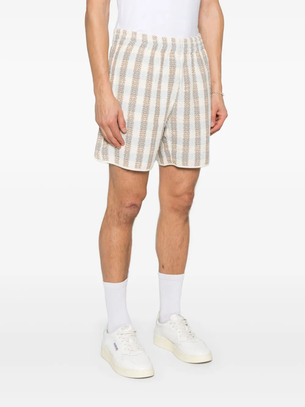 BLUE SKY INN Geruite bouclé shorts Beige