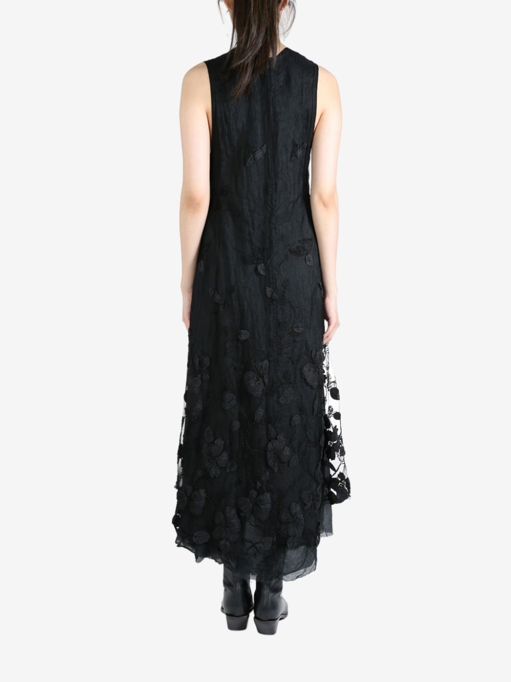 Shop Marc Le Bihan Lace-panel Midi Dress In Black