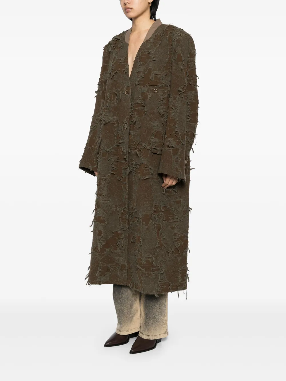 Uma Wang Crossword Coat In Neutrals