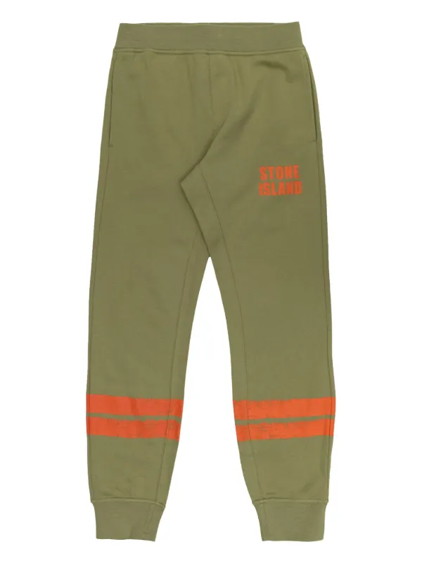 Stone Island Junior logo-print Track Pants Green FARFETCH