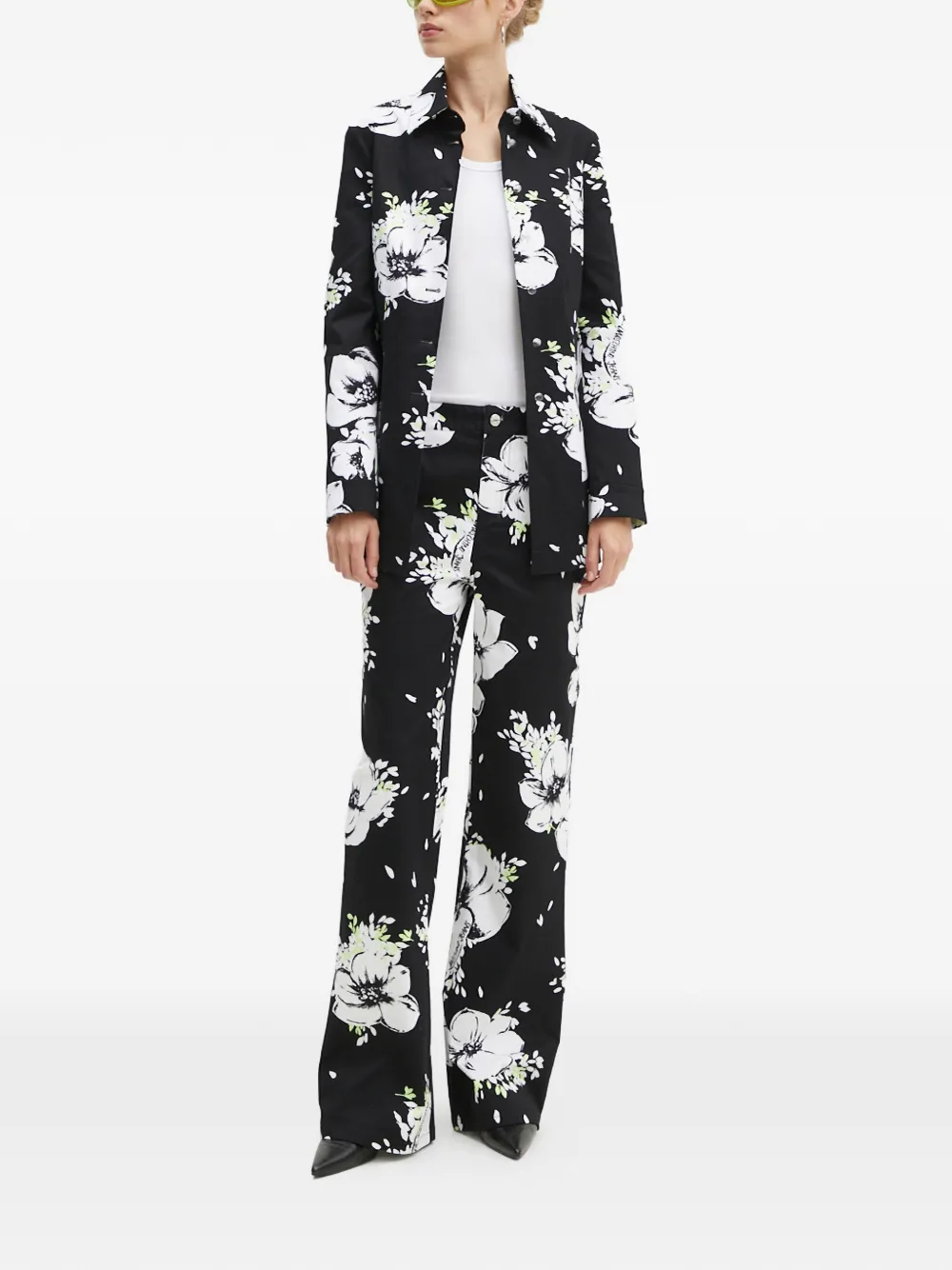  Moschino Jeans Floral-print Denim Jacket - Black 
