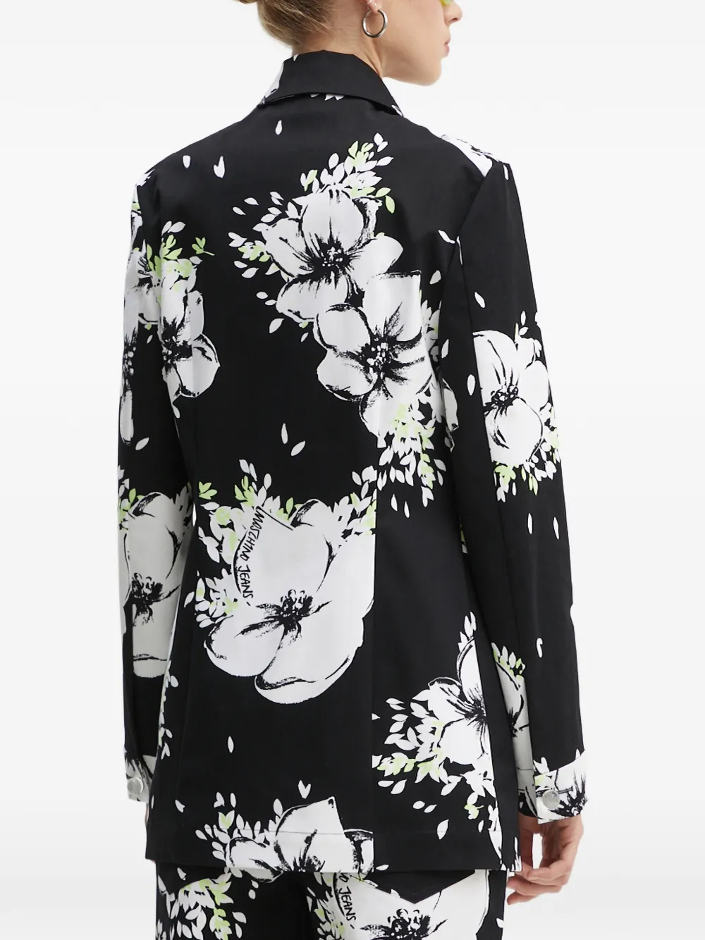  Moschino Jeans Floral-print Denim Jacket - Black 