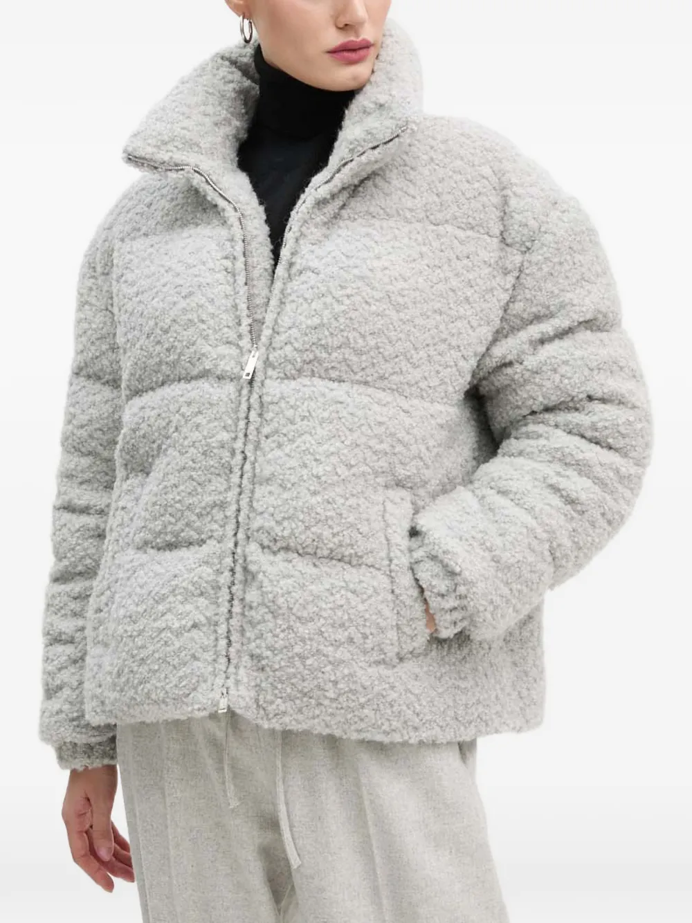 MOSCHINO JEANS zip-fastening puffer jacket - Grey