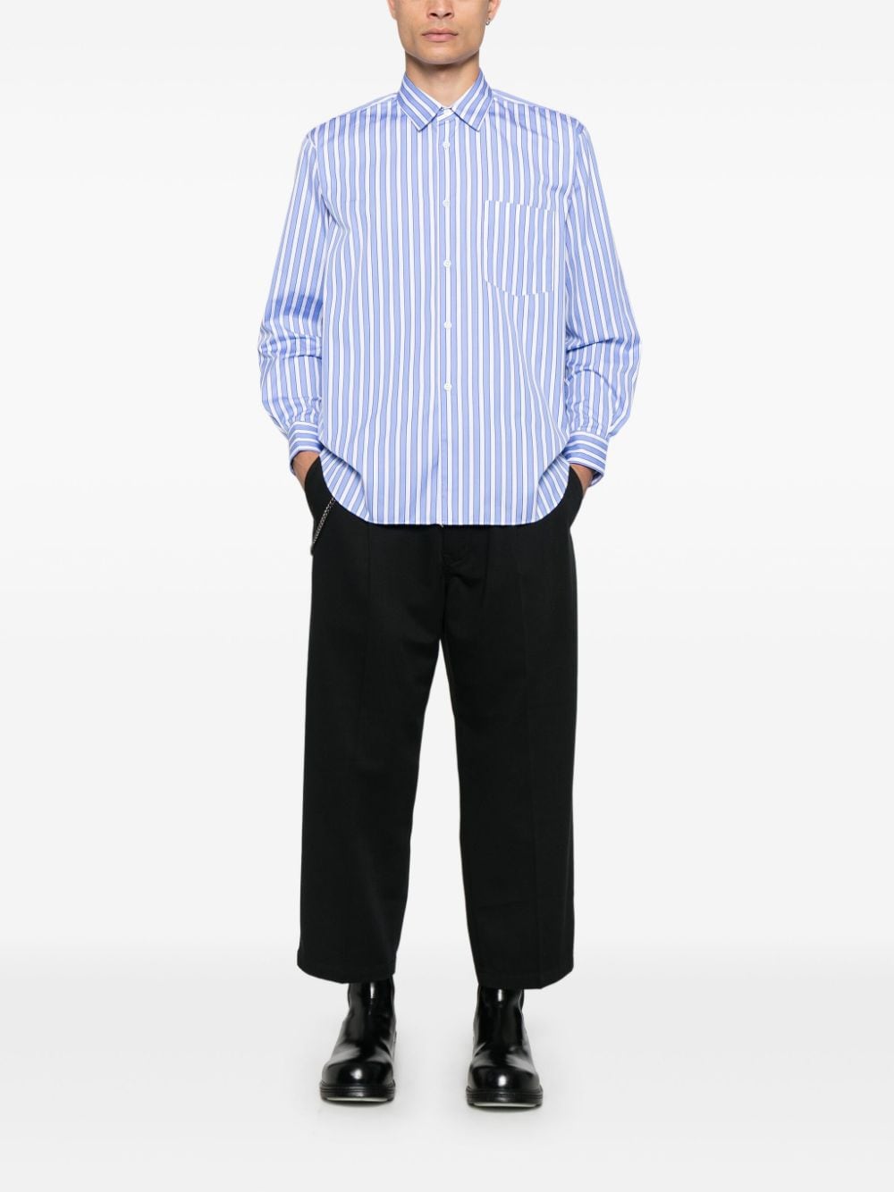 Shop Comme Des Garçons Shirt Striped Shirt In Blue