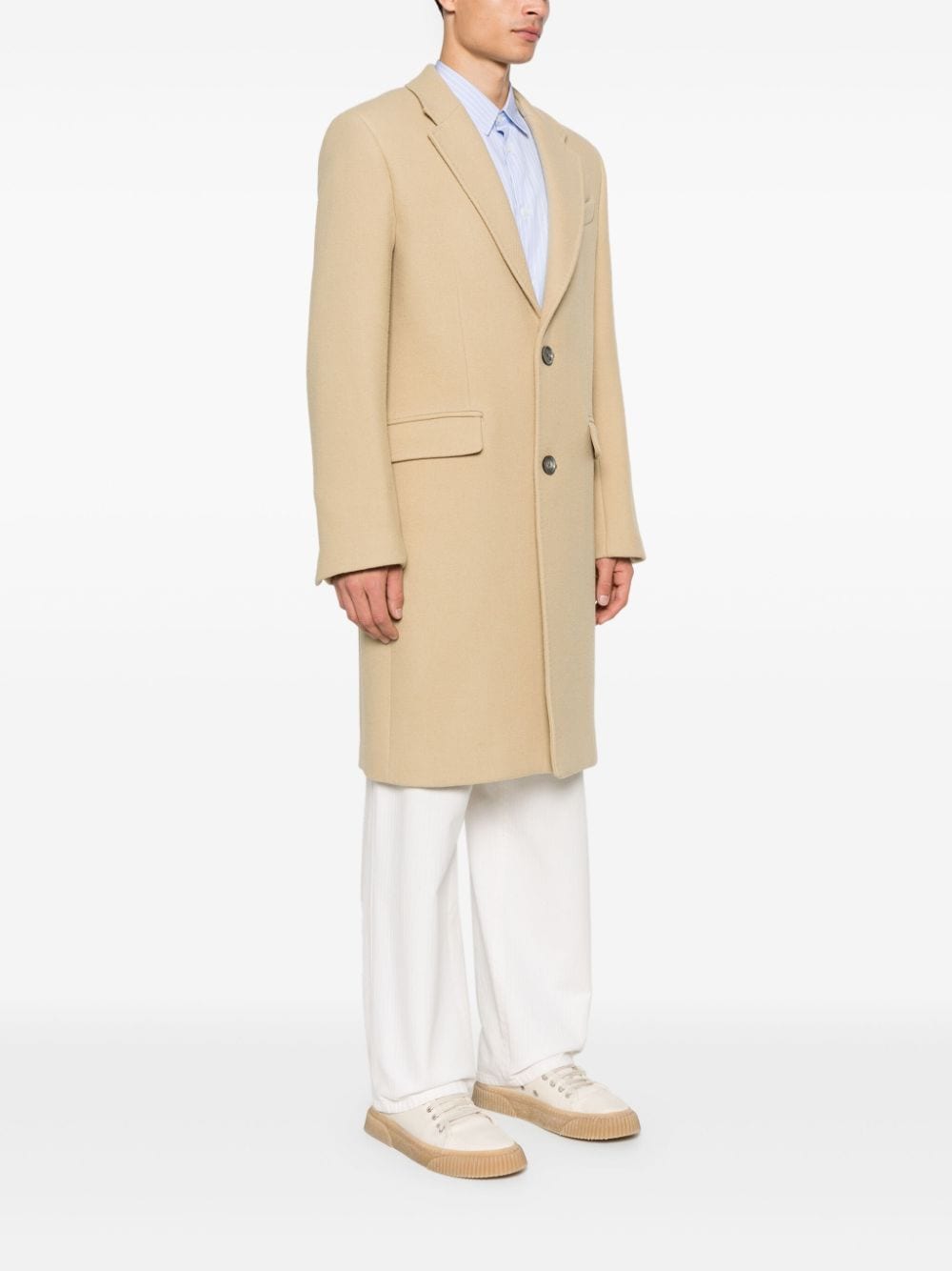 Shop Ami Alexandre Mattiussi Virgin-wool Coat In Neutrals