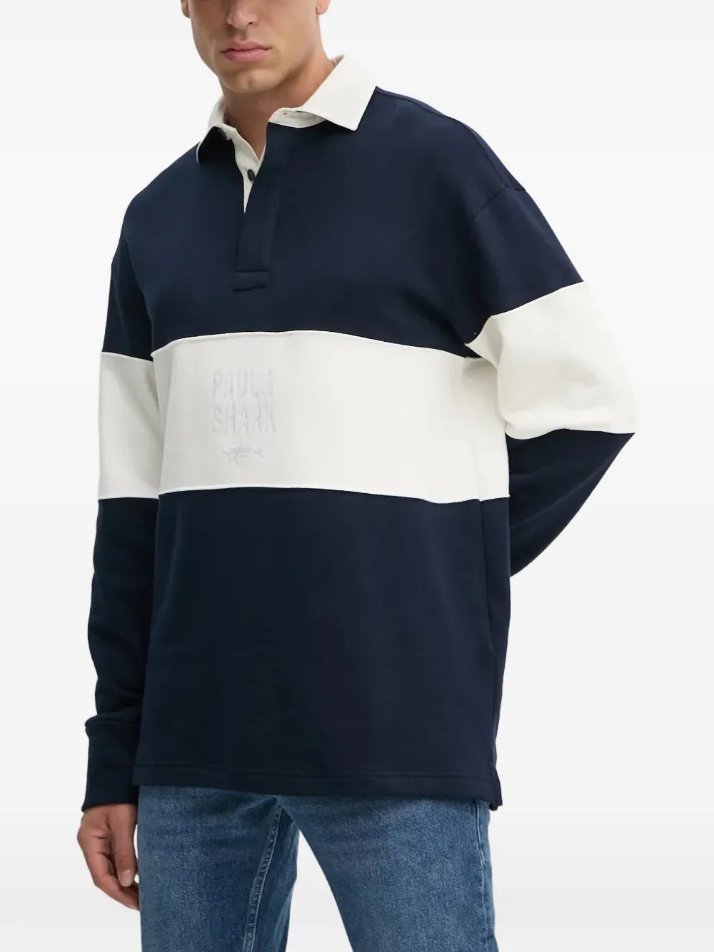 Paul & Shark logo long-sleeves polo shirt - Blu
