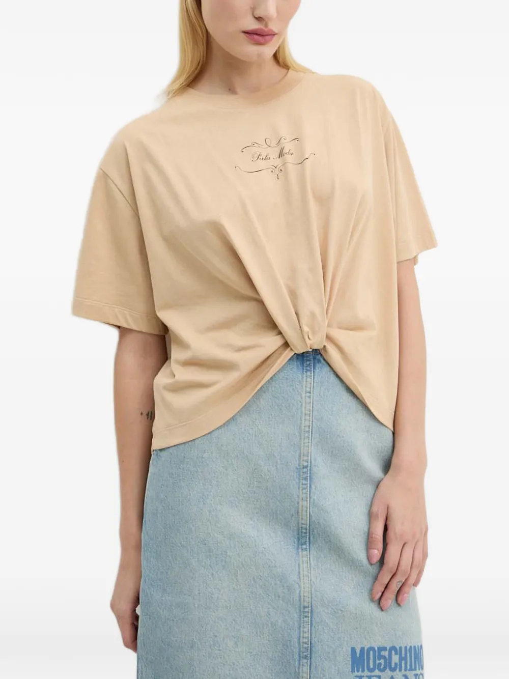 MOSCHINO JEANS lettering T-shirt - Toni neutri