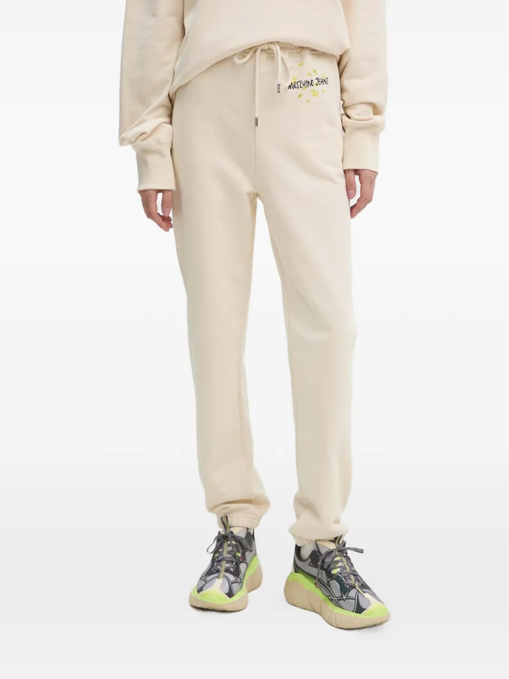 MOSCHINO JEANS drawstring print trousers - Toni neutri