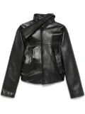 ALAINPAUL scarf-collar leather jacket - Black