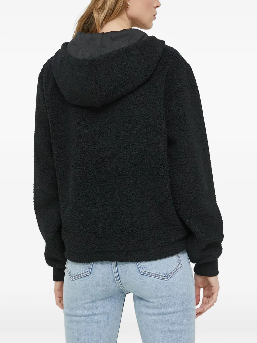 Fila fleece-texture hooded jacket Zwart