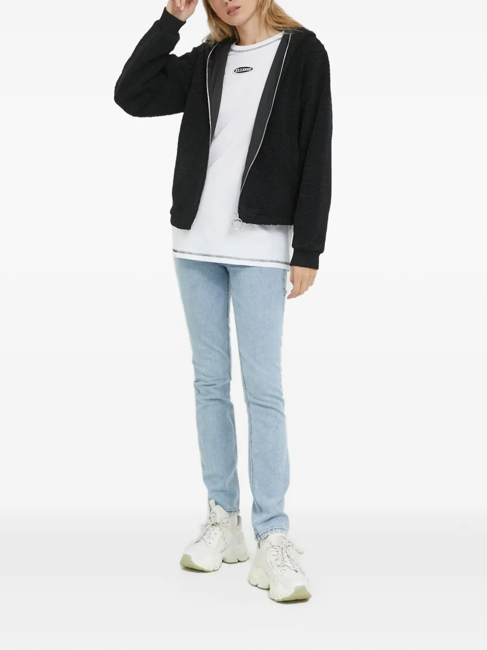 Fila fleece-texture hooded jacket Zwart