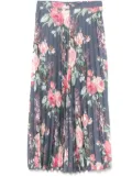 Junya Watanabe floral-print midi skirt - Blue
