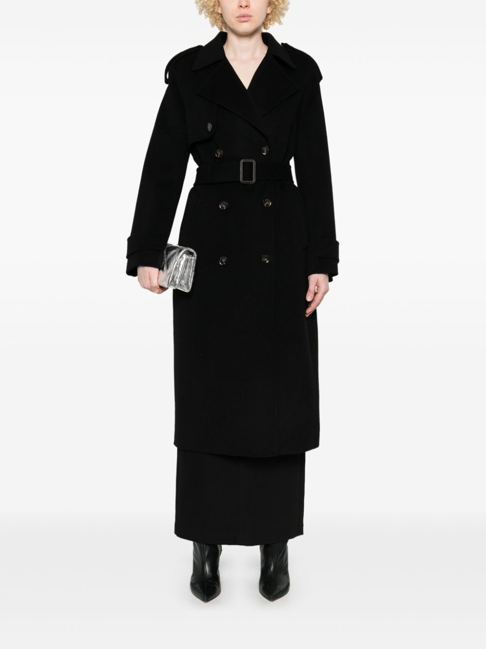 Elisabetta Franchi Wollen trenchcoat - Zwart