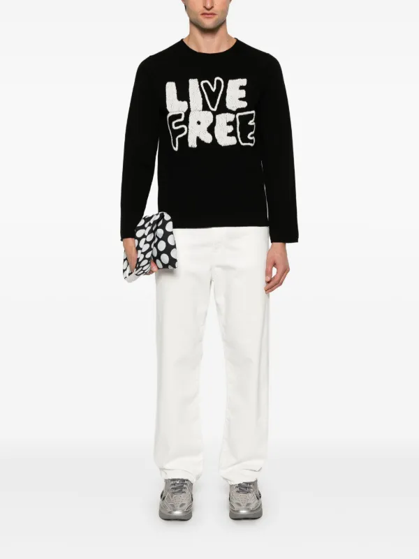 Comme Des Garçons Shirt Live Free セーター | ブラック Comme Des Garçons Shirt Live Free セーター | ブラック