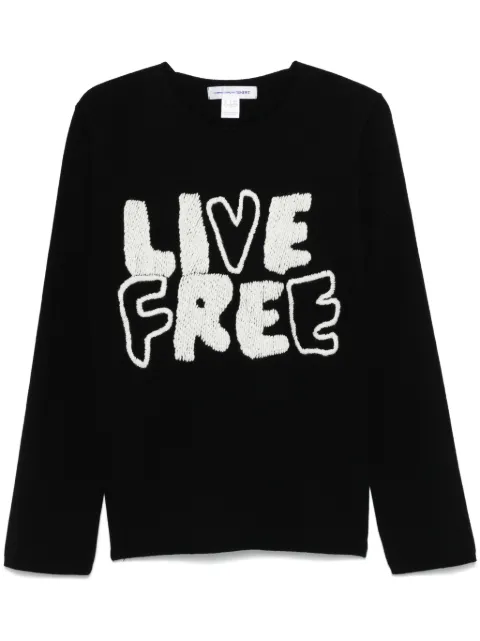 Comme Des Garçons Shirt suéter con bordado Live Free
