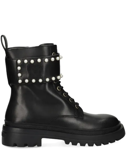 Love Moschino faux-pearl combat boots