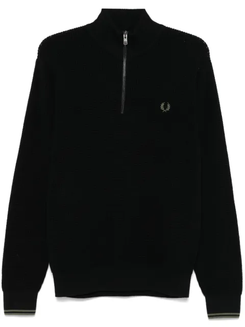 Fred Perry waffle-stitch half-zip sweater