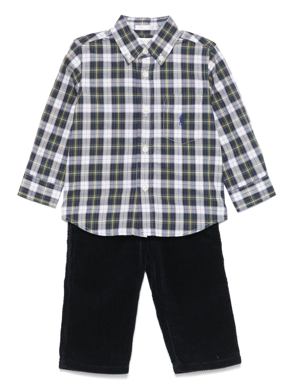 POLO RALPH LAUREN KIDS poplin shirt and trouser set - Blue