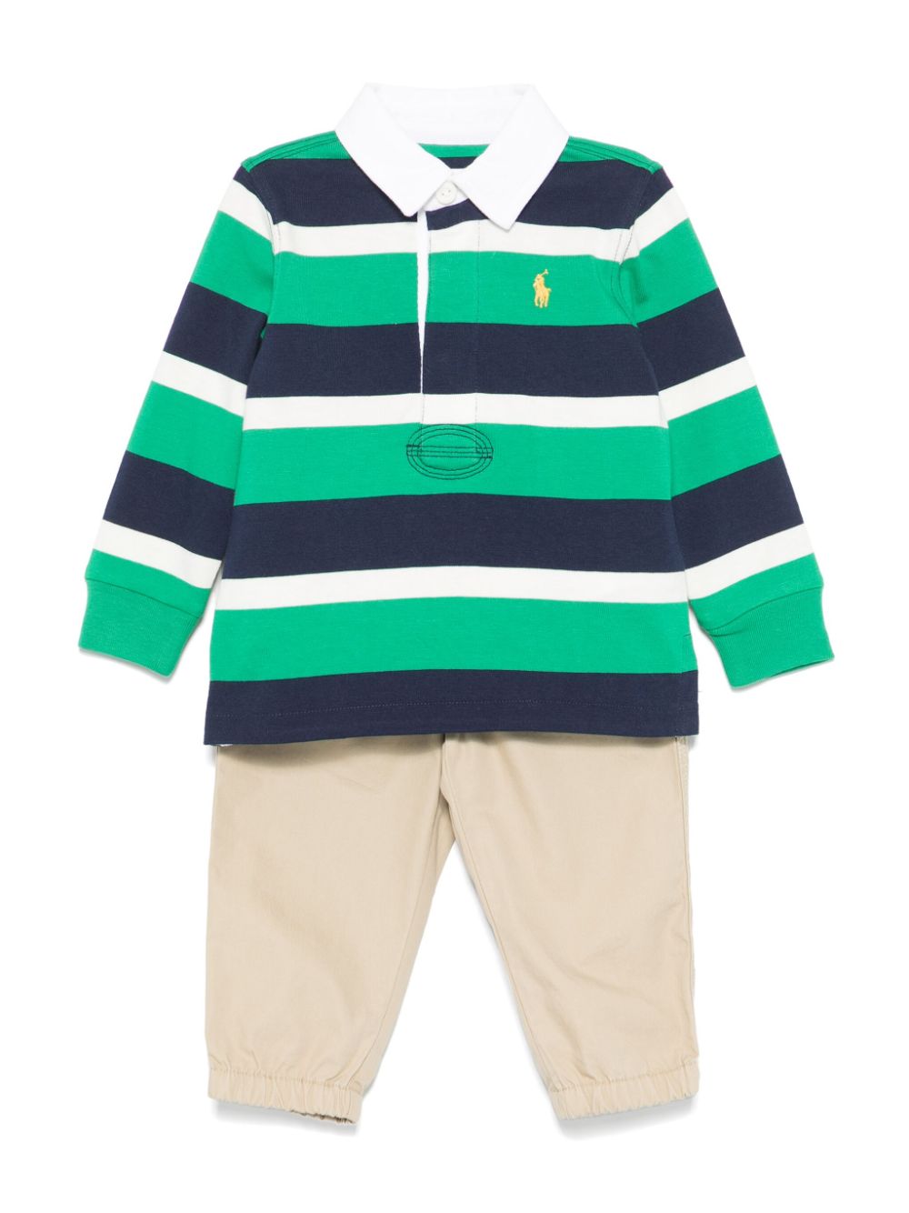 POLO RALPH LAUREN KIDS jersey shirt and trouser set - Green