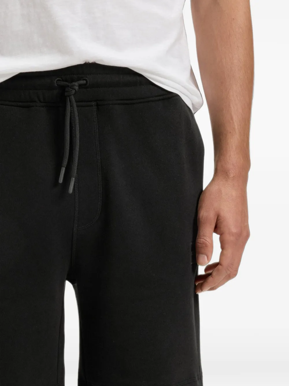 BOSS Katoenen badstof shorts met logo-patch Zwart