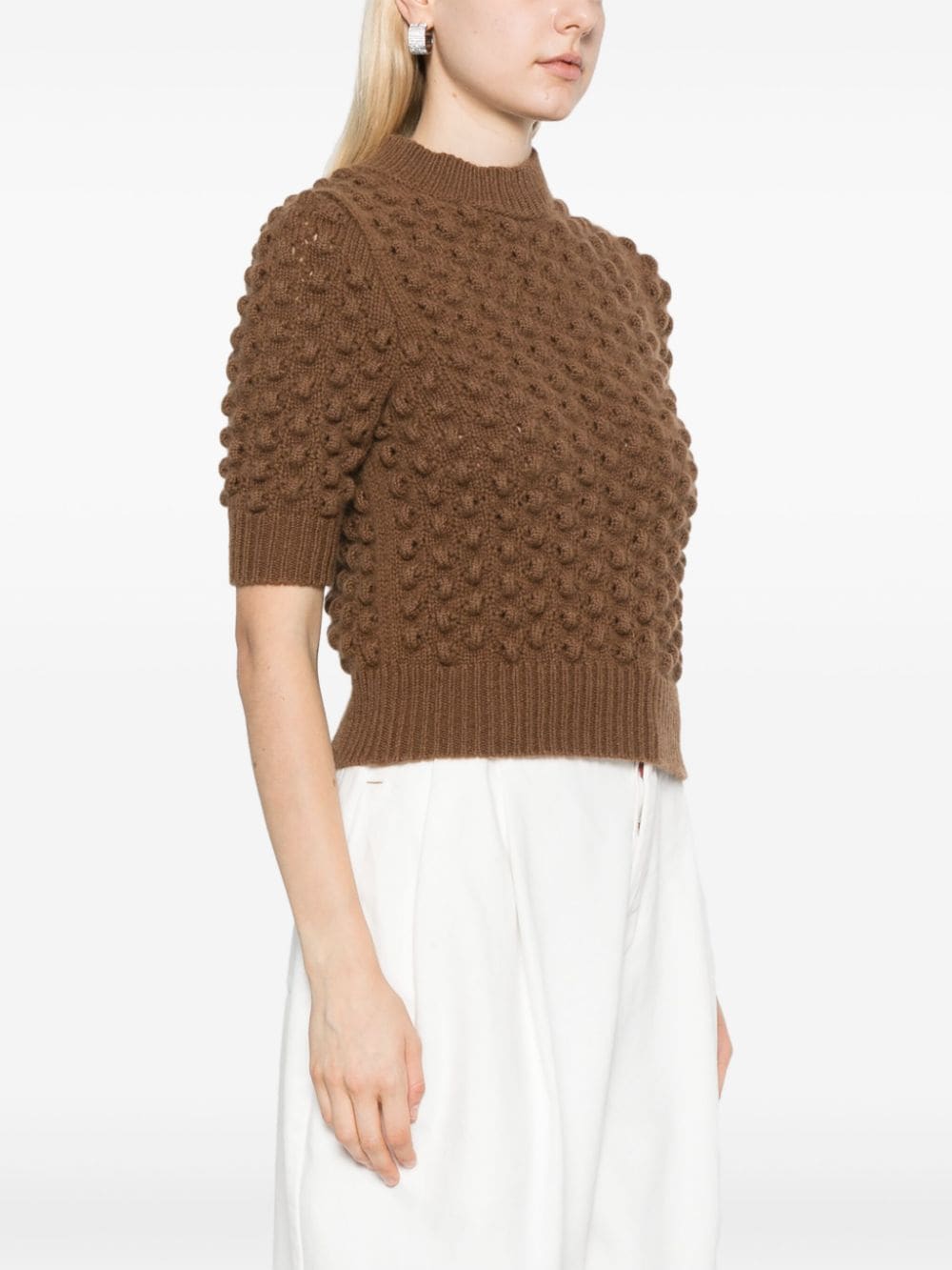 Shop Kujten Ilda Knitted Top In Brown