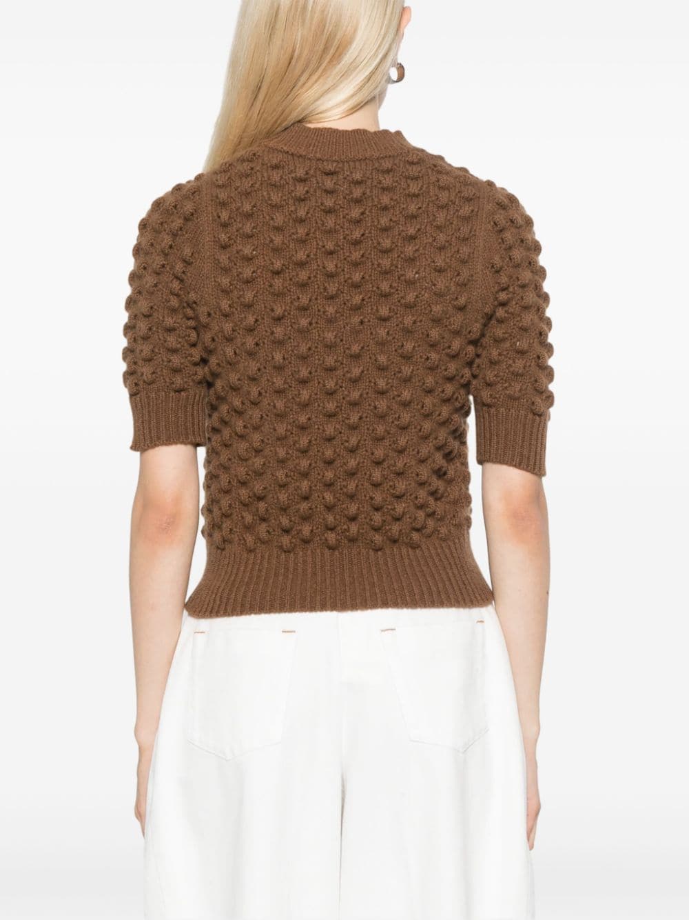 Shop Kujten Ilda Knitted Top In Brown