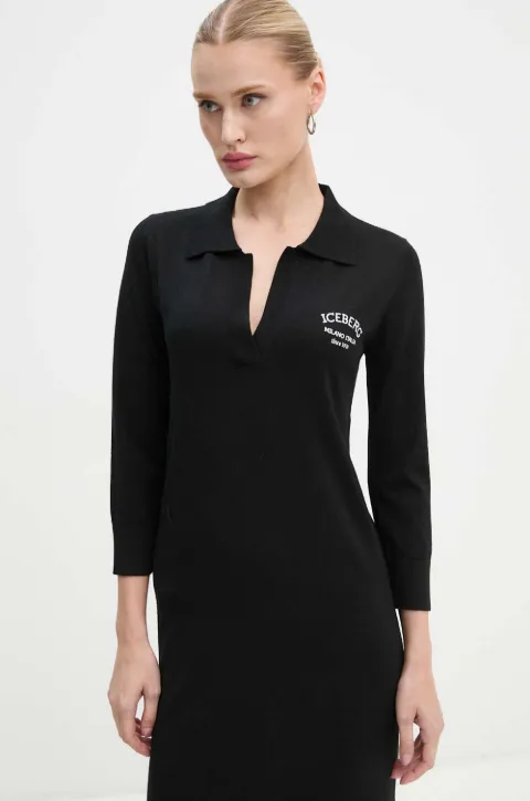 Iceberg polo-neck midi dress