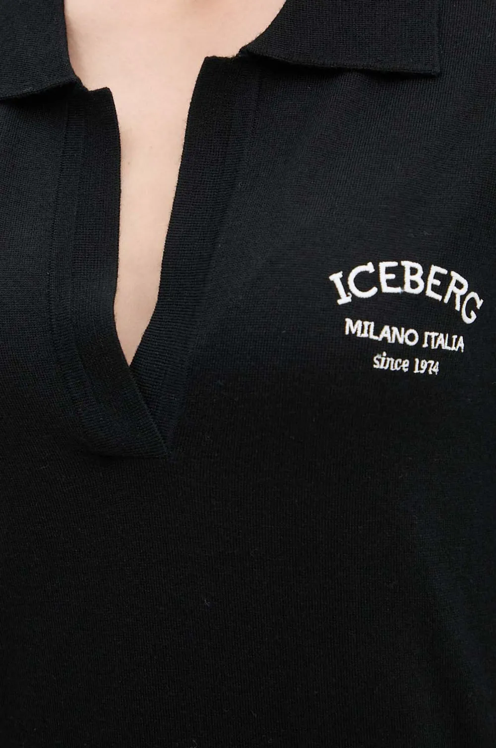 Iceberg Polo-neck Midi Dress In Black
