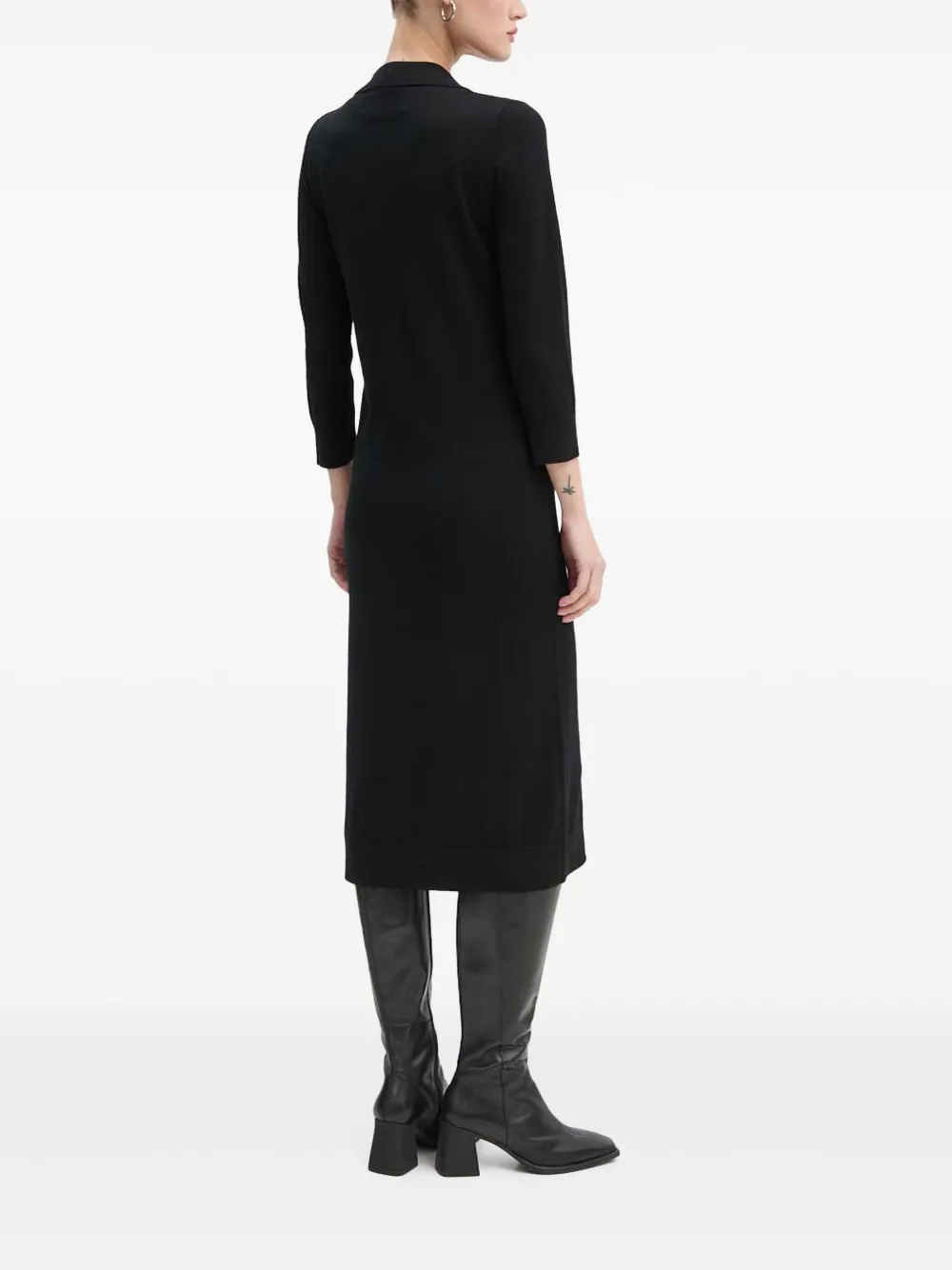 Iceberg Polo-neck Midi Dress In Black
