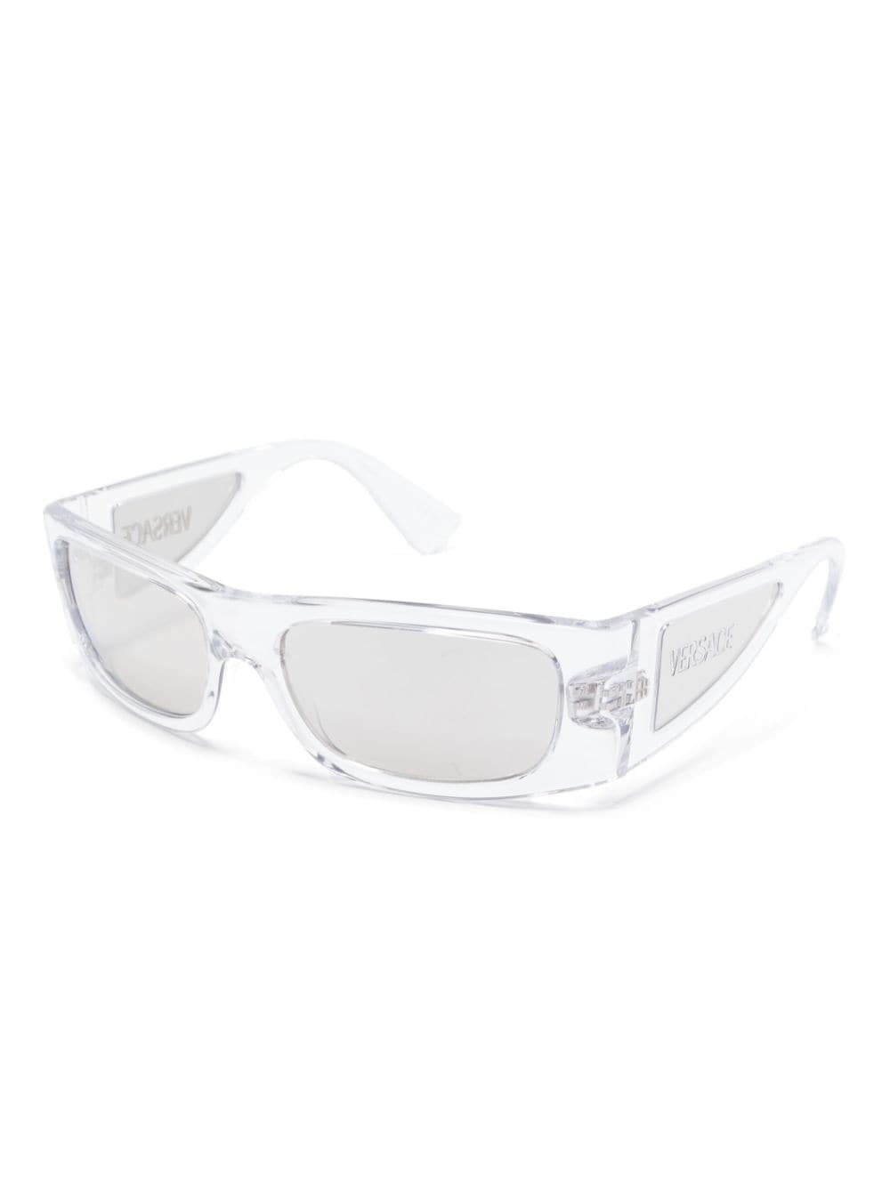 Shop Versace Logo Lens-insert Sunglasses In White