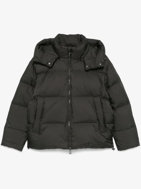 Emporio Armani logo-lettering hooded down jacket