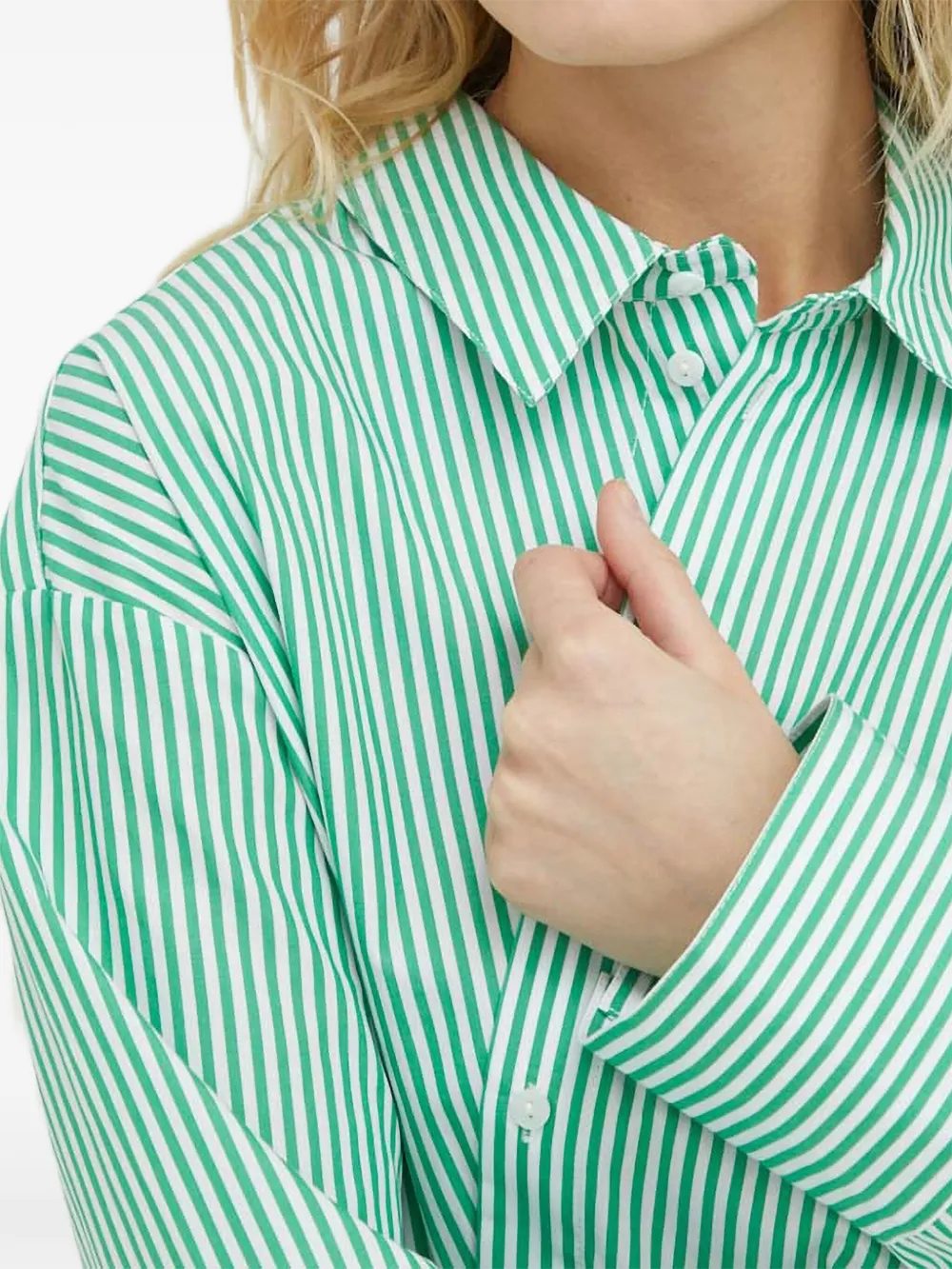 Herskind Striped Gathered Mini Dress In Green