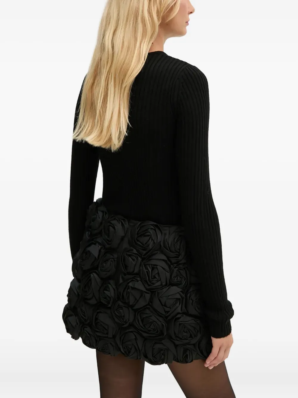 Herskind Rose-detail Mini Skirt In Black