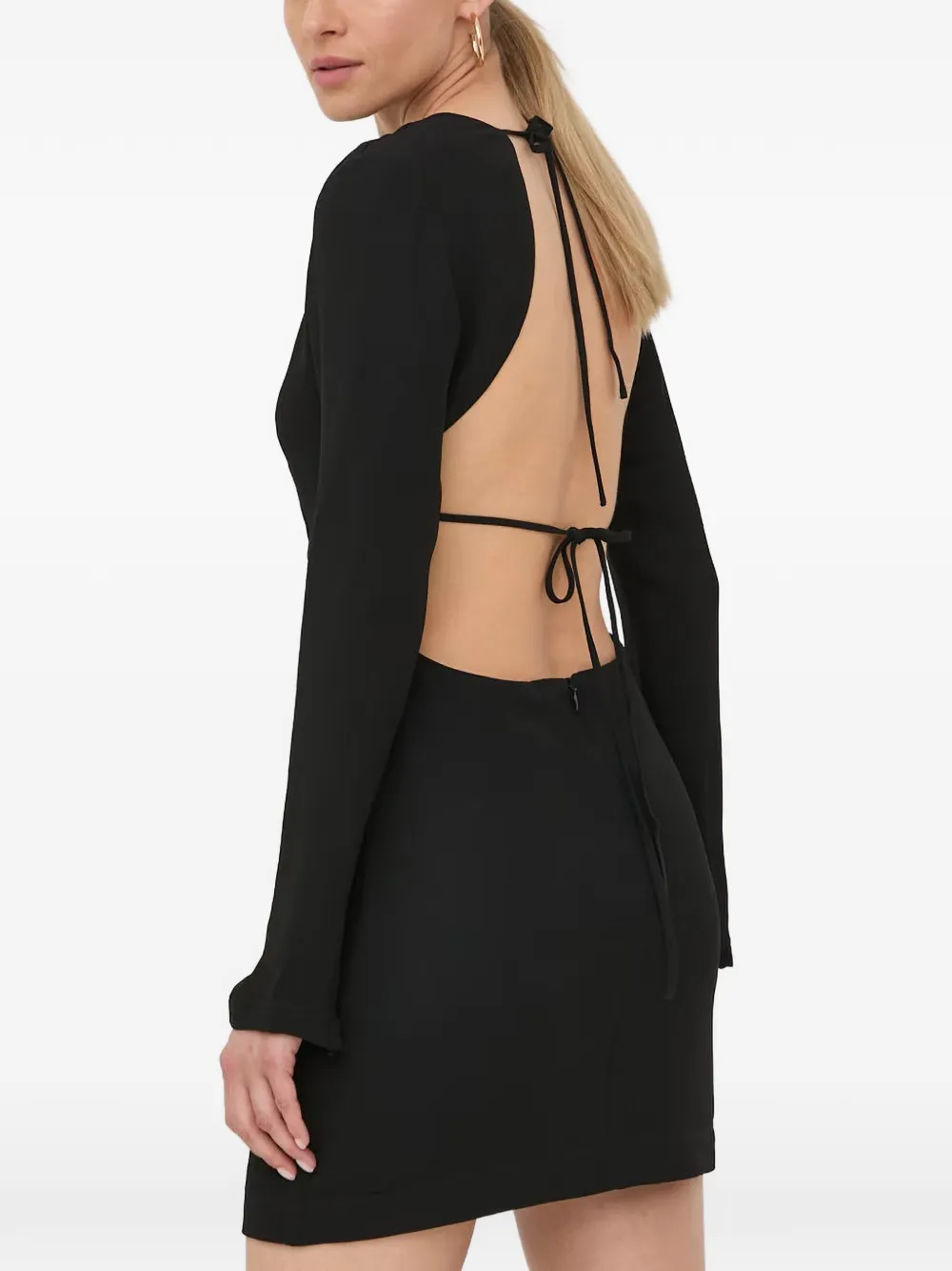 HERSKIND Olivia tie-back long-sleeve mini dress Zwart