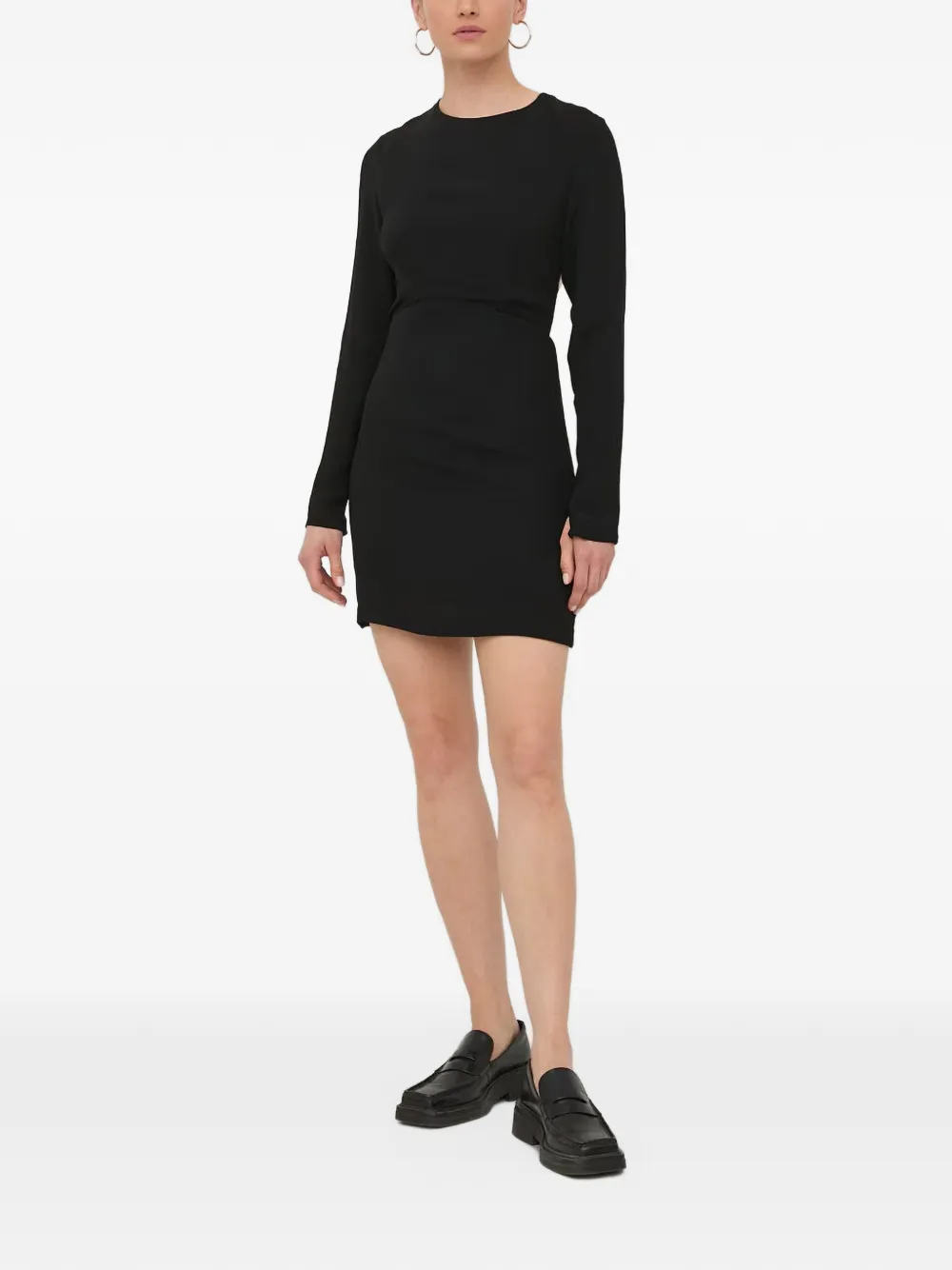 HERSKIND Olivia tie-back long-sleeve mini dress Zwart