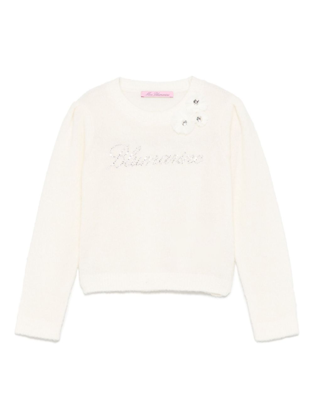 Shop Miss Blumarine Logo-embellished Sweater In White