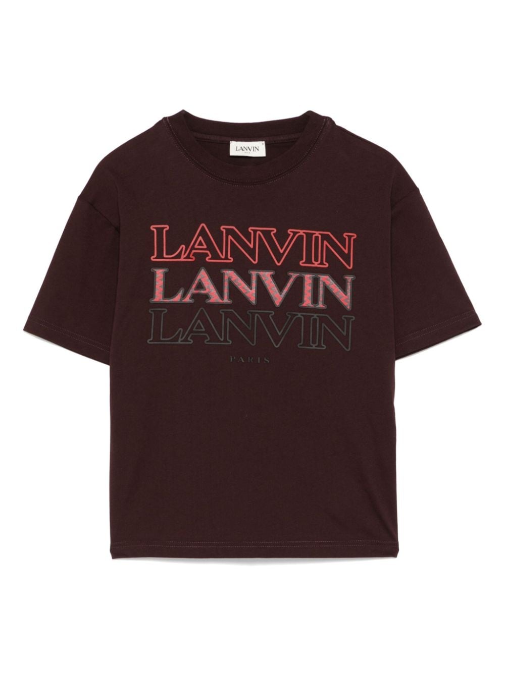 Shop Lanvin Enfant Raised-logo T-shirt In Brown