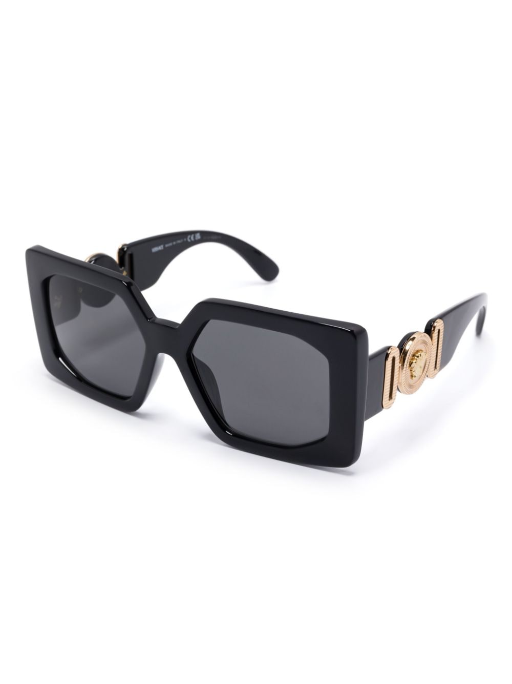 Shop Versace Medusa Biggie-plaque Sunglasses In 黑色